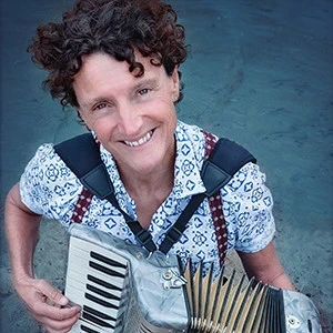 Zoë Lewis playing the accordion